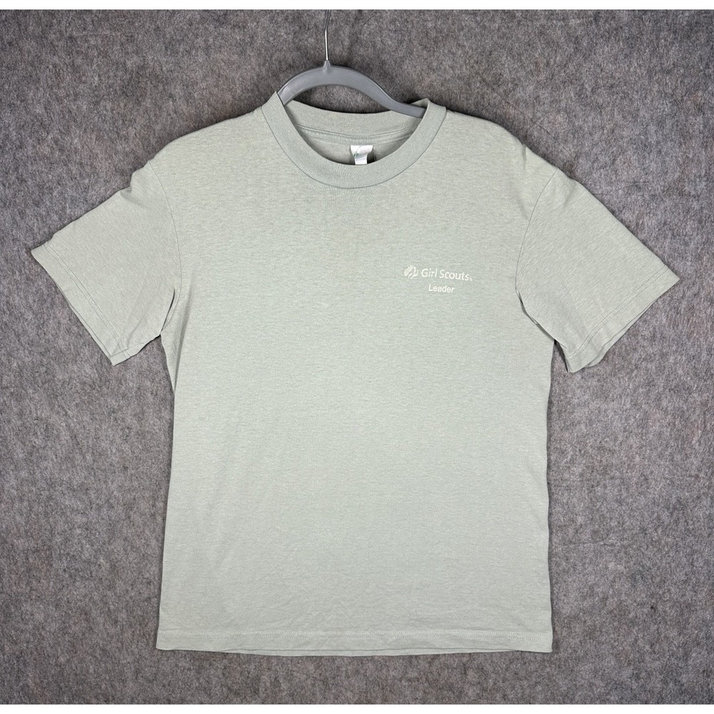 Girl Scouts Leader T Shirt Adult Small Sage Green Made USA‎ Logo Tee